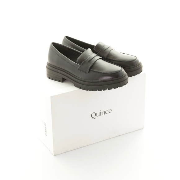 NWT Quince Italian Leather Lug Sole Chunky Slip On Black Loafers Womens 6.5M - Picture 9 of 11